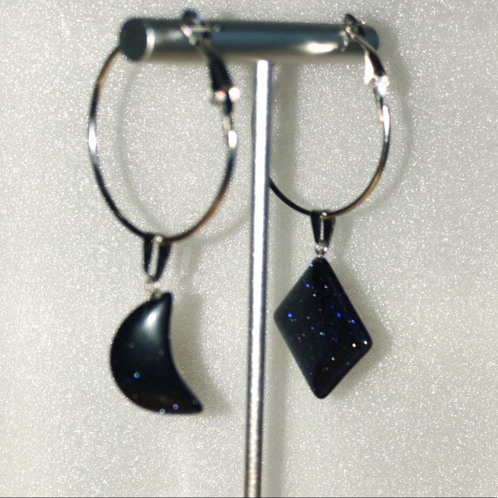 Blue gold stone earrings